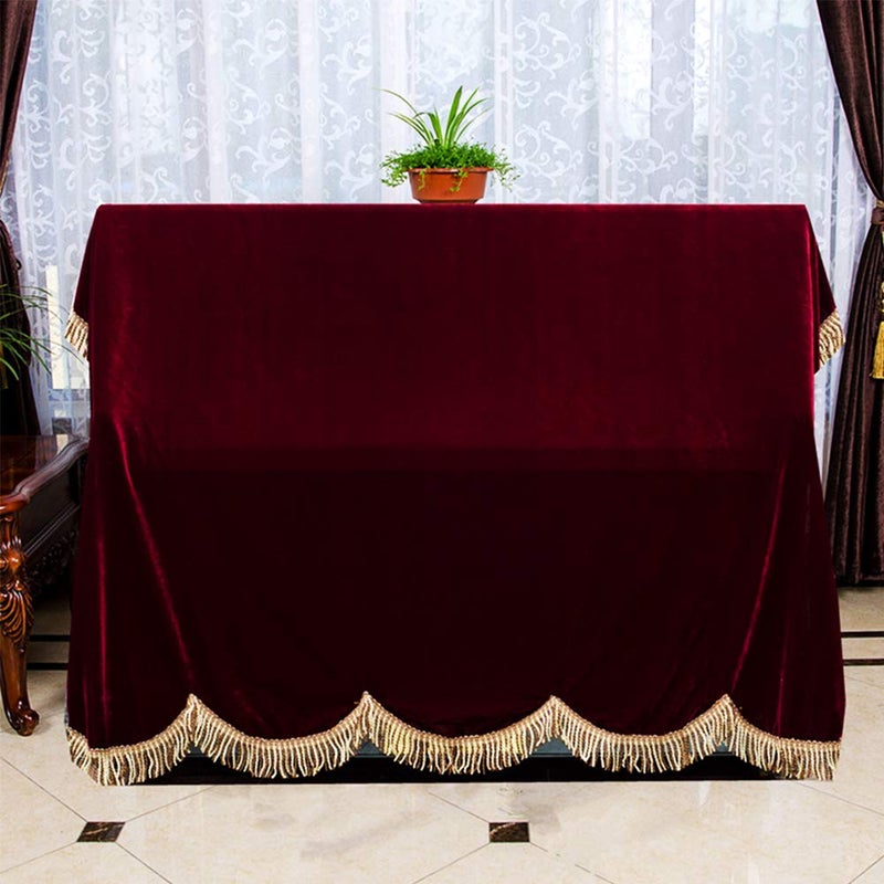 KINGZHUO غطاء بيانو سميك بلون أحمر بنفسجي من كينغ زهو - غطاء غبار للبيانو العمودي قماش بحجم حوالي 75 × 60 بوصة - Image 3